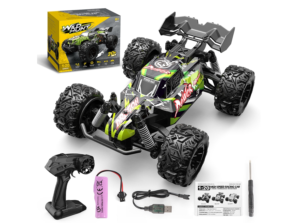 Coche todoterreno RC 1/20, 2.4G, alta velocidad, escalada y derrape. Modelo de camión monstruo para carreras y diversión infantil. Aeuzwr verde.
