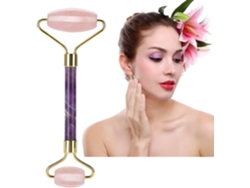 Rodillo De Jade, Masajeador De Doble Extremo Para Rostro, Ojos, Frente Y Cuello, Con Mango Suave.