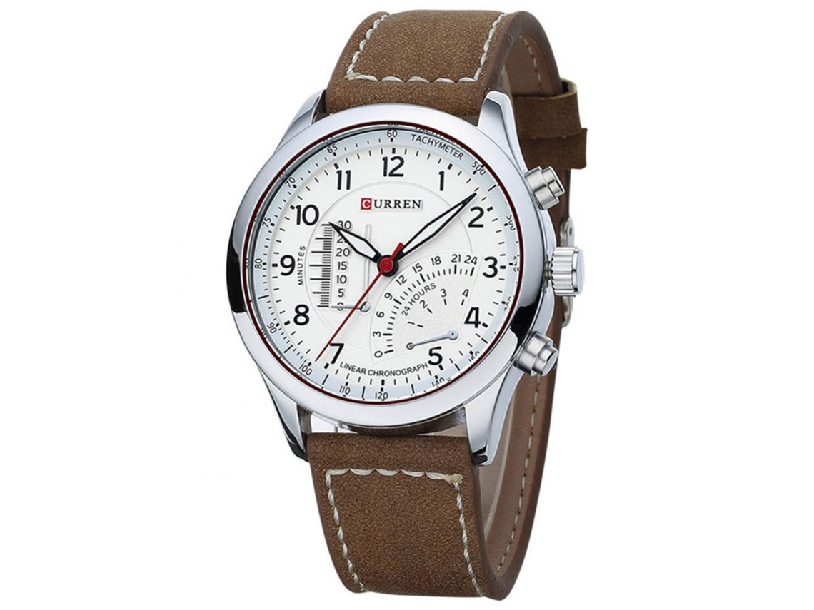 Reloj Cuarzo De Moda Para Hombre Con Correa De Pu Suave Accessorio De Pulsera (blanco Y Blanco)