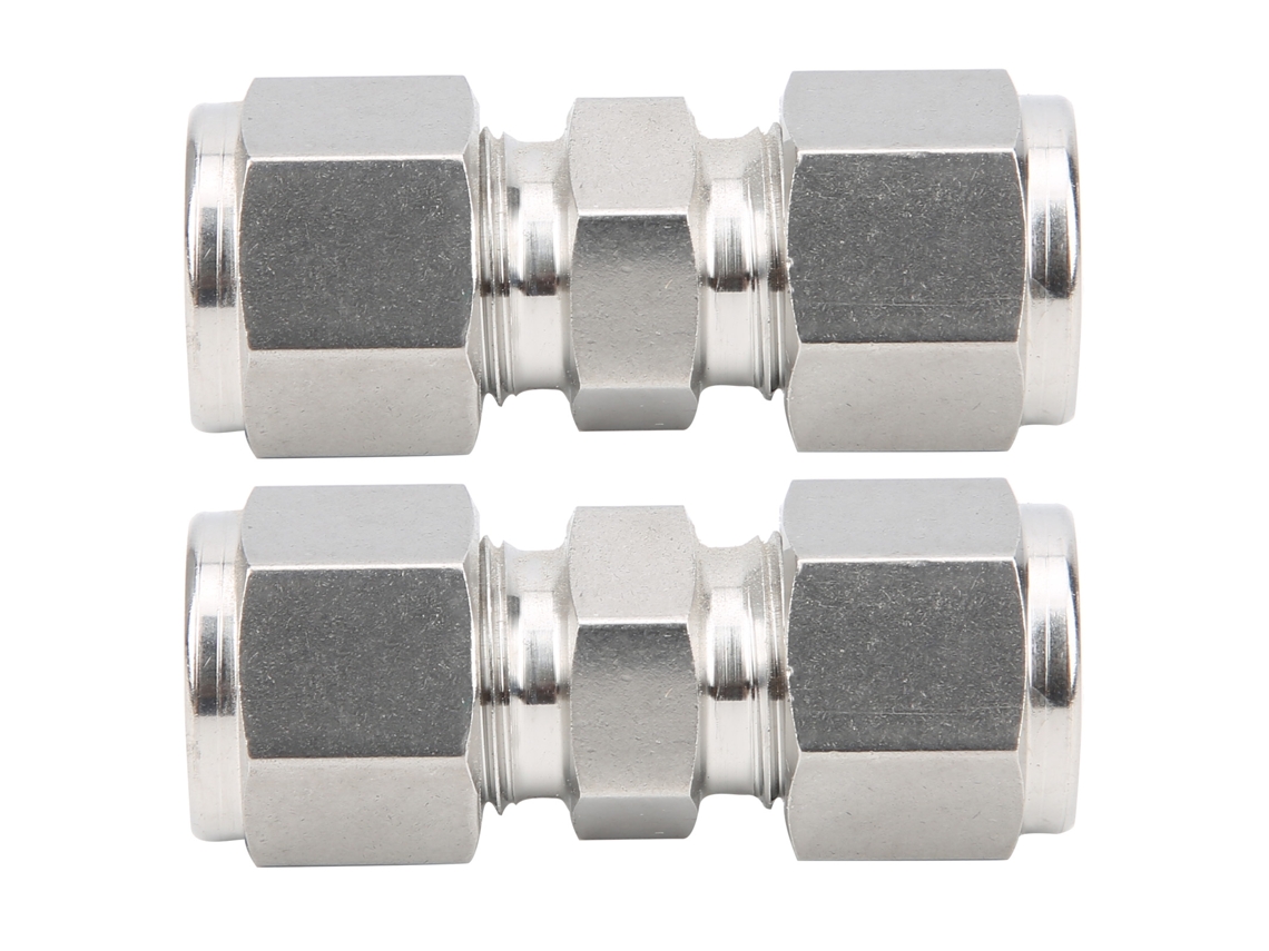 2 Conectores De Compresión De Acero Inoxidable 316 Con Dos Casquillos Para Tubo Recto (ф10)