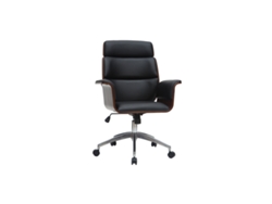 Sillón de Escritorio Negro Y Madera Oscura Elon MILIBOO