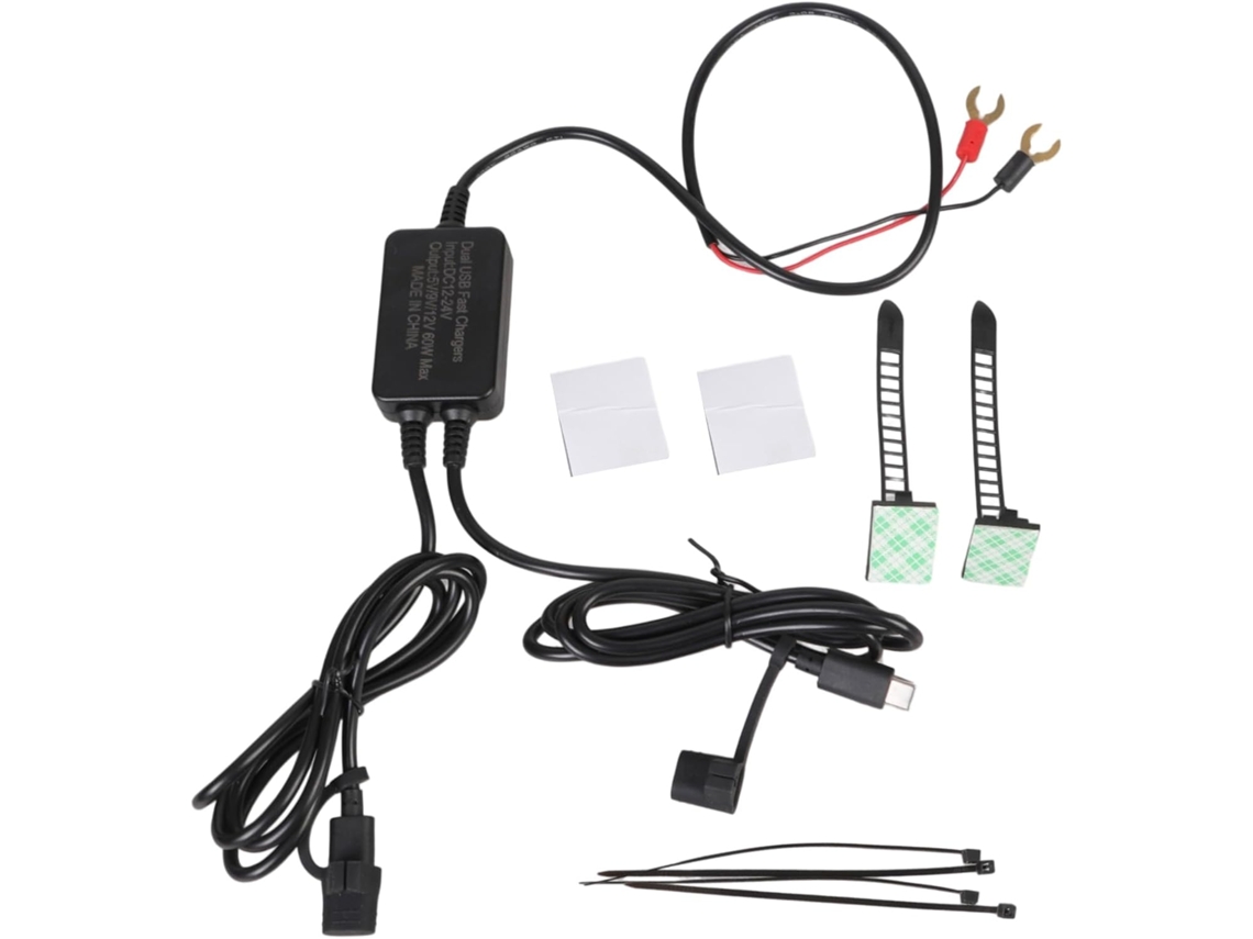 Adaptador De Carga Usb-c Para Motocicleta De 60 W Y 12-24 V Con Doble Puerto Pd3