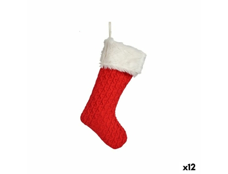 Adorno Navideño Calcetín de Navidad Rojo Tela 28 x 4 x 46 cm (12 Unidades)