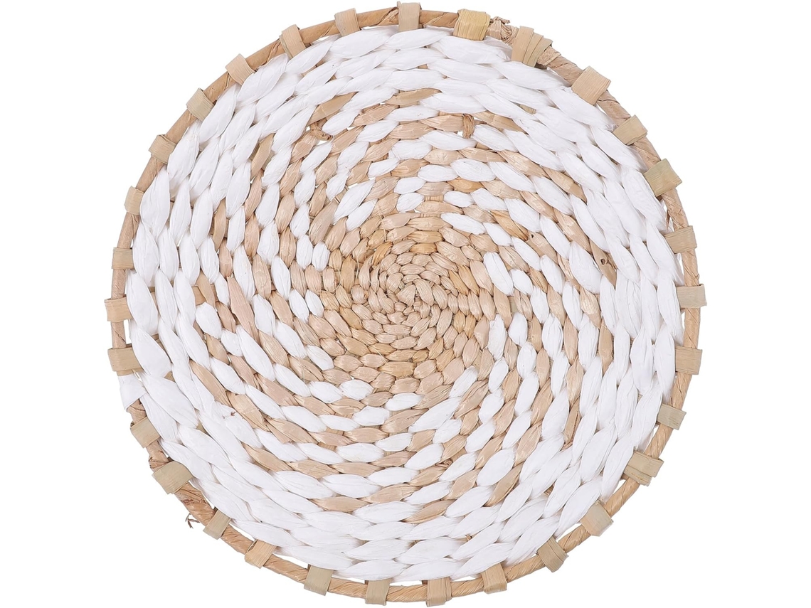 Cesta Colgante Bohemia Hecha De Hierba, Colgante Redondo Tejido Para Pared, Decoración Ligera Para El Hogar Y El Balcón