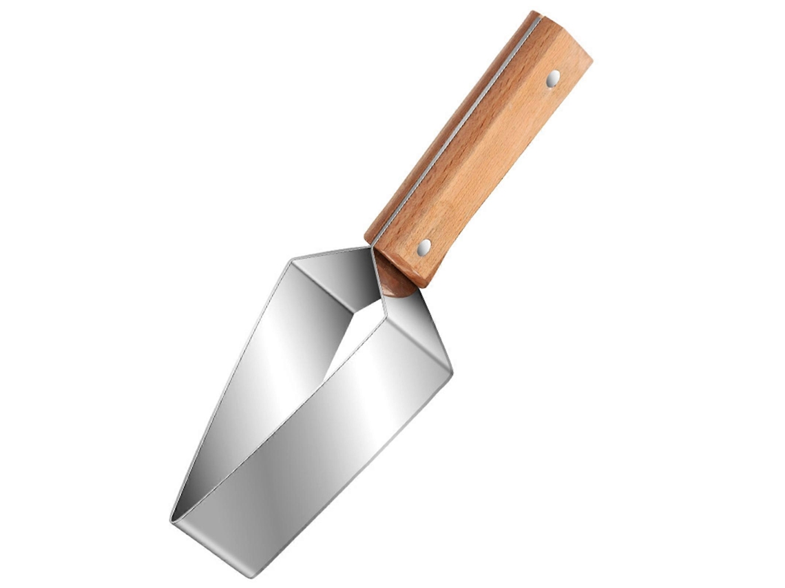 Cortador triangular de acero inoxidable para sandía, ensalada y melón, ideal para cortar y rebanar fruta en cubos.