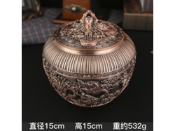 (gran Color Rojo De Cobre) Lata De Té Kowloon Lata Sellada Lata De Almacenamiento Con Tapa Cilindro De Cobre Cilindro De Dragón