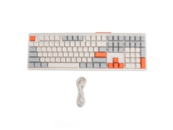 Teclado para juegos con 108 teclas, silencioso, inalámbrico, con 8 modos RGB, Plug and Play, gris, blanco, naranja.