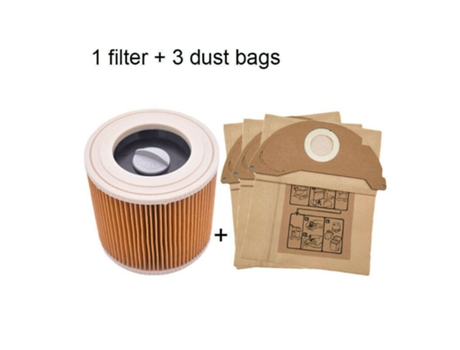 1 Uds filtros Hepa de polvo 3 uds bolsas de papel para aspiradoras Karcher piezas de cartucho filtro HEPA A2204 VC6100 A2004 WD3.200