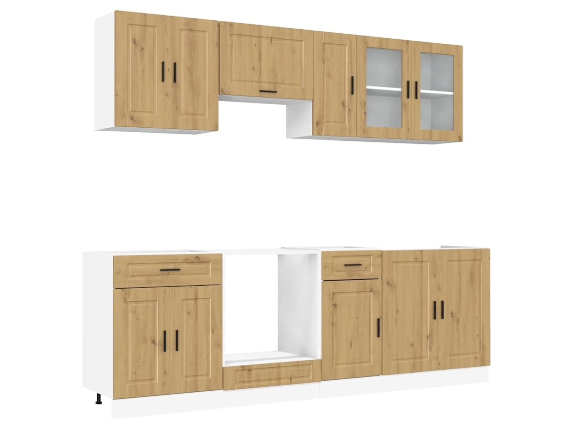 Juego de 8 gabinetes de cocina de roble artesanal EXCLUSIVO DE MAISON