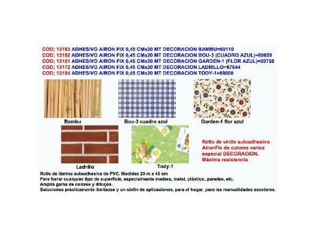 Adhesivo airon fix 0,45 cmx20 mt decoracion bambu 69110