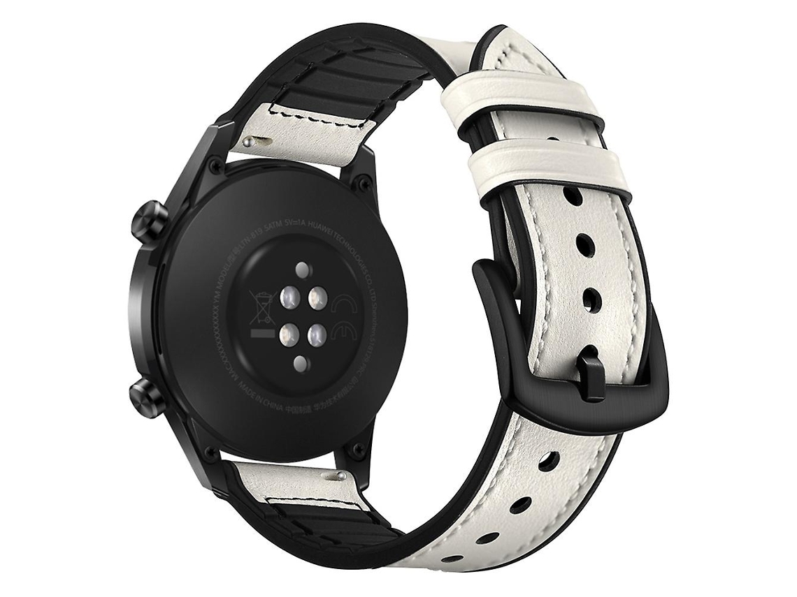 Correa de silicona con revestimiento de cuero genuino para Huawei Watch GT2 de 46 mm (ancho de 22 mm)