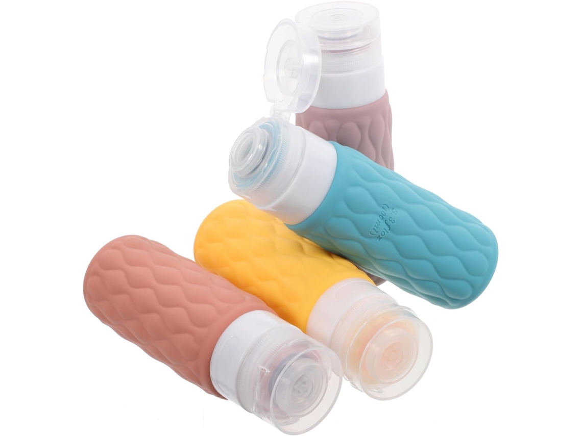 Juego De 4 Botellas De Viaje De Silicona, Recargables Para Champú Y Loción.