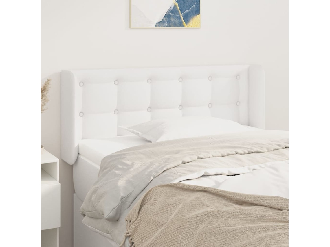 Cabecero De Cuero Sintético Blanco 103x16x78/88 Cm
