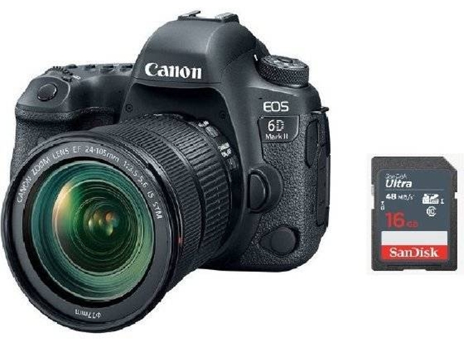 Kit Cámara Réflex CANON EOS 6D II EF 24-105mm F3.5-5.6 IS STM + SD 16 gb