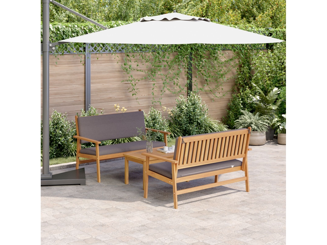 Set De Sofá De Jardín | Sofá De Exterior De 3 Uds Con Cojines De Madera Maciza De Acacia Wsd285091