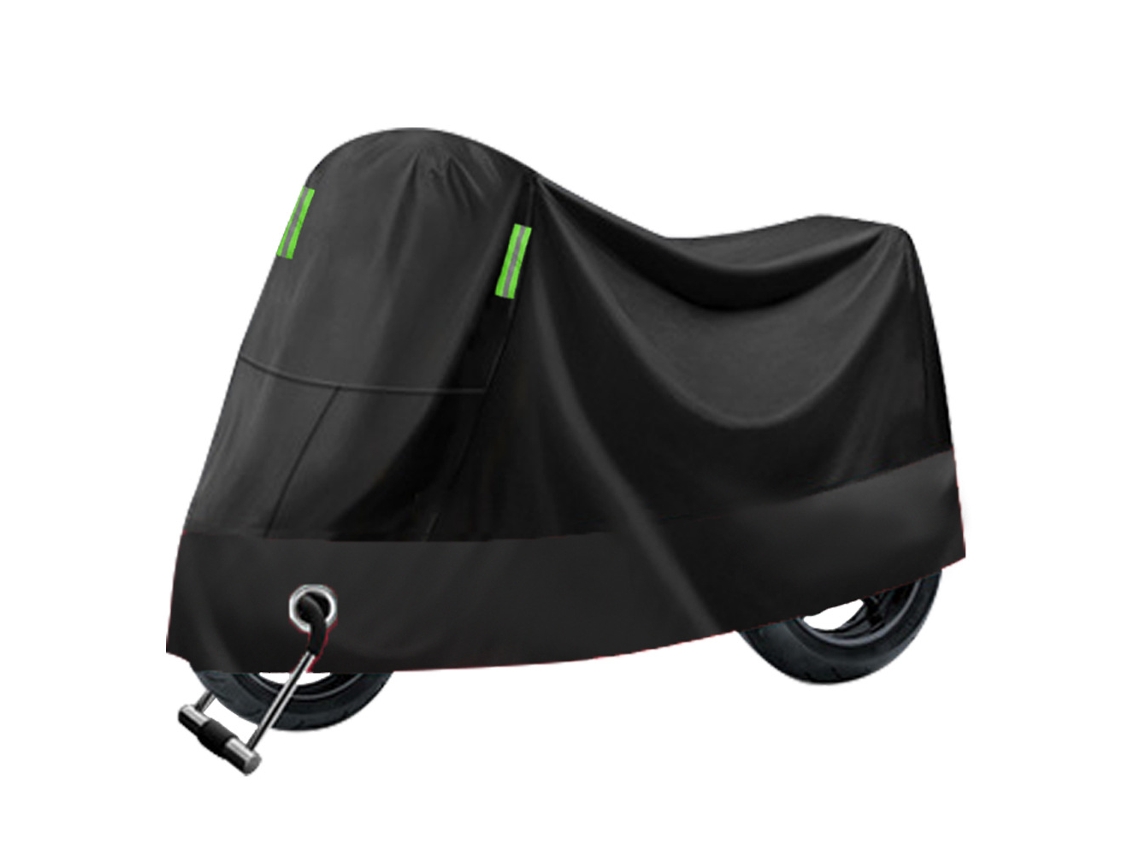 Funda Para Motocicleta Multifuncional Impermeable Y Resistente Al Viento Incluye 2 Tiras Reflectantes L/220x95x110cm Negro Gertiz