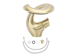 Grifo para lavabo de baño, cascada, ajustable, mezclador de agua caliente y fría, de latón, aerodinámico, para fregadero bajo encimera, dorado cepillado