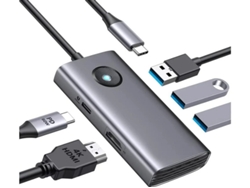Estación de acoplamiento 5 en 1 Hub USB C con HDMI 4K, 60 W de potencia, USB 3.0 de 5 Gbps y 2 puertos de datos USB 2.0, multipuerto gris Bestvite