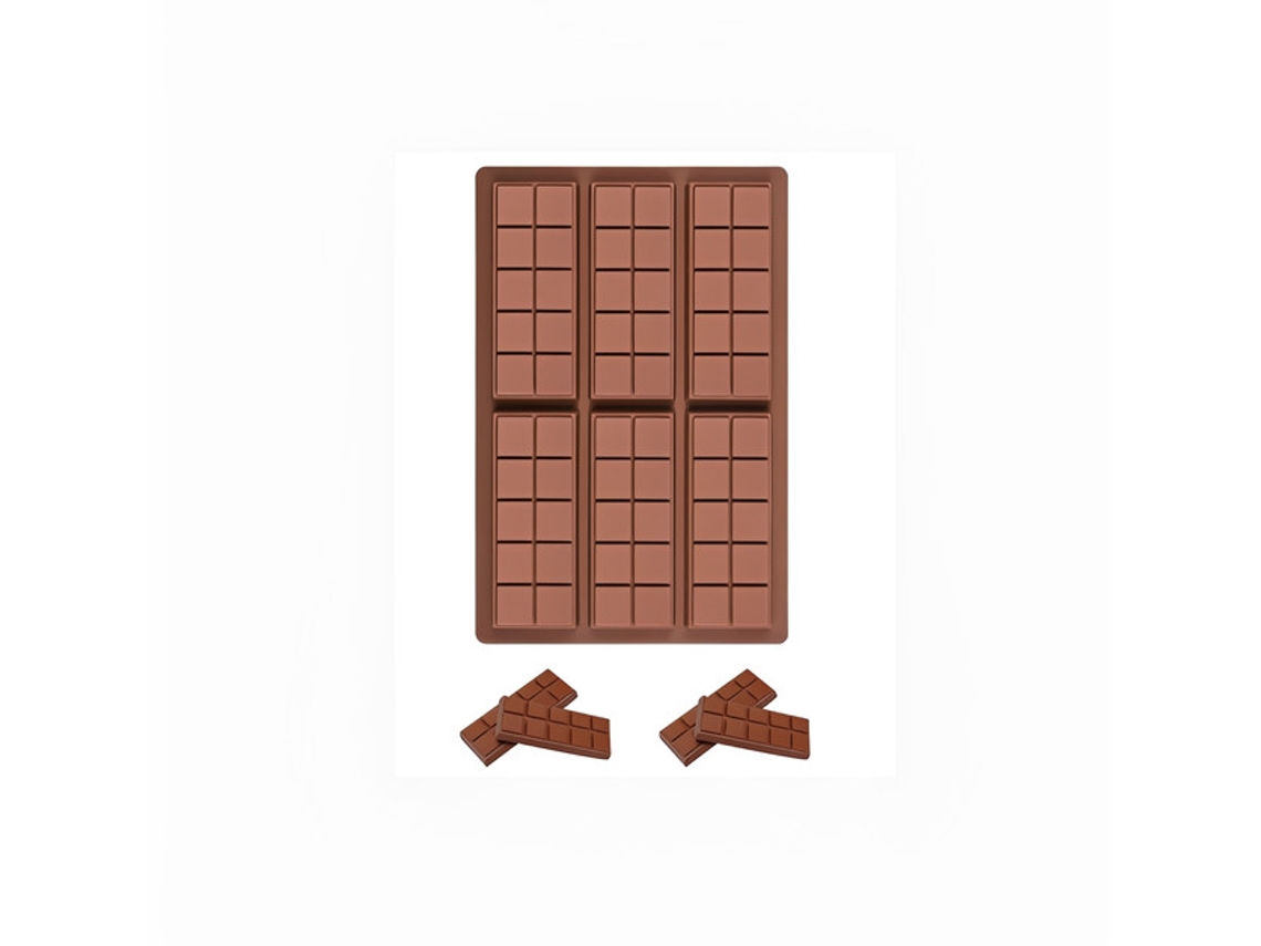 Moldes de silicona para repostería - Moldes reutilizables para chocolate - 6 bombones de 10 cuadrados - Marrón