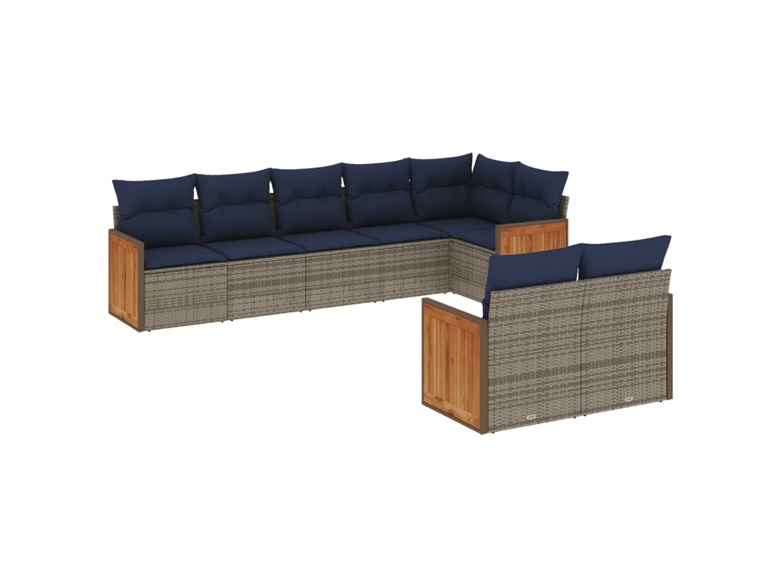 Maison Exclusive - Conjunto De Sofá De Jardín De 8 Piezas Con Cojines, Poliratán Gris
