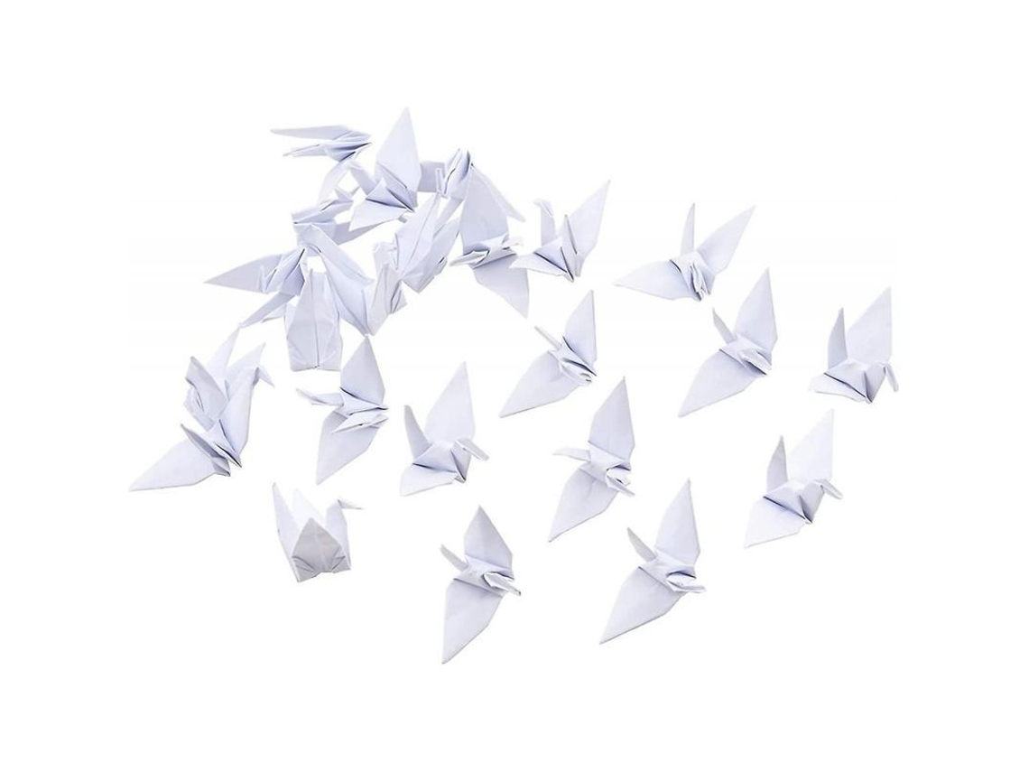 100 grullas de papel origami hechas a mano, guirnaldas, decoración para el hogar, fondo blanco (Ygr)