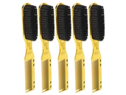 5pcs Cepillo Peine De Pelo Doble Extremidad Para Hombre Nylon Ergonomico Para Barba Pelo Herramienta De Estilismo Oro