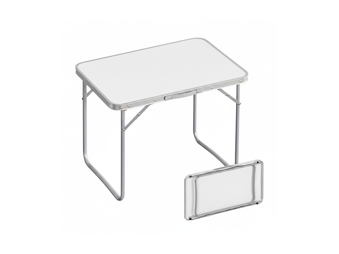 Relaxdays Mesa De Campismo Dobrável, Mesa Auxiliar 68,5 X 70 X 50 Cm, Campismo E Piquenique, Branca