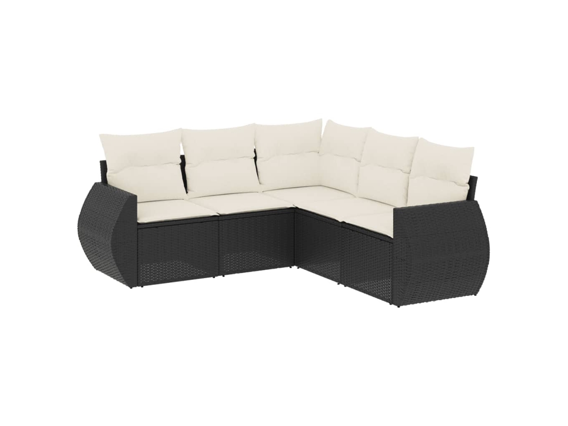 Maison Exclusive - Set De Muebles De Jardín 5 Pzas Y Cojines Ratán Sintético Negro