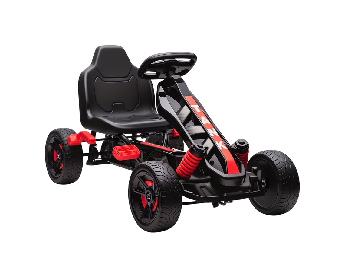 Kart de pedales infantil con estructura metálica, rojo.