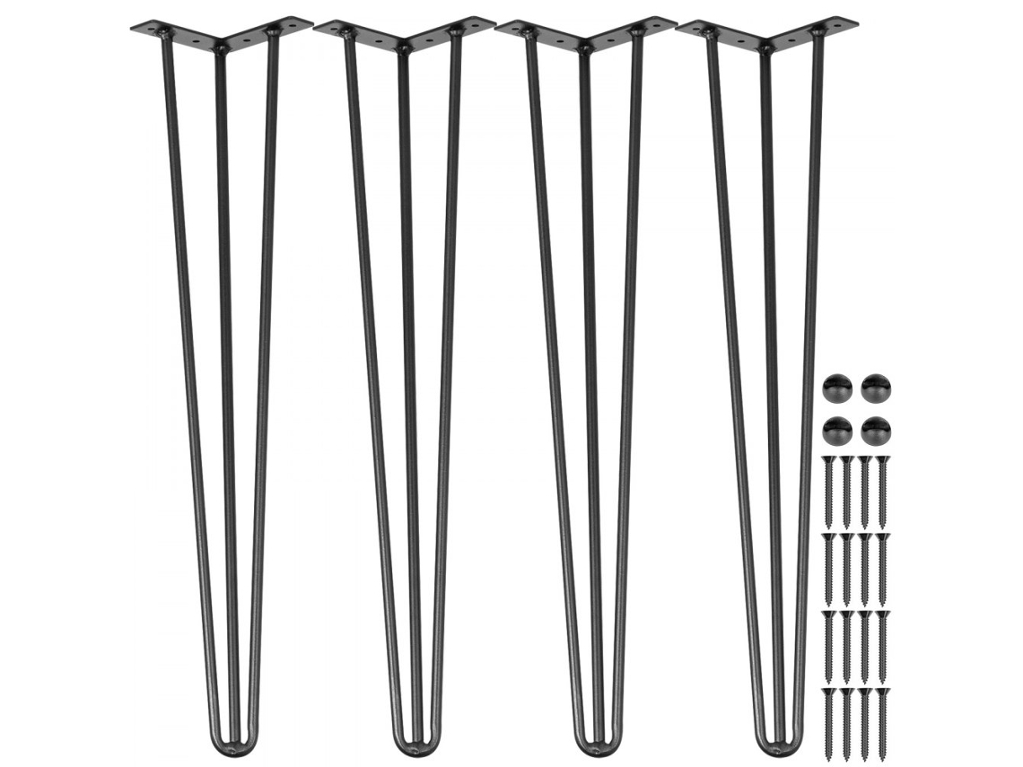 Juego de 4 patas de mesa Haarnadel de 71,1 cm en acero al carbono con protección Tekmaquinas