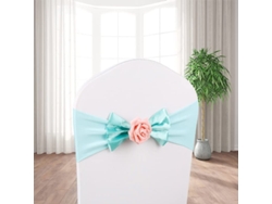 6 Unidades De Cintas Elásticas Para Sillas Con Estampado Floral, Color Rosa Y Azul Claro, Ideales Para Bodas, Fiestas Y Hoteles.