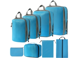 Bolsa de almacenamiento de compresión, juego de 8 piezas, bolsa de almacenamiento de viaje ligera, color azul Siurn