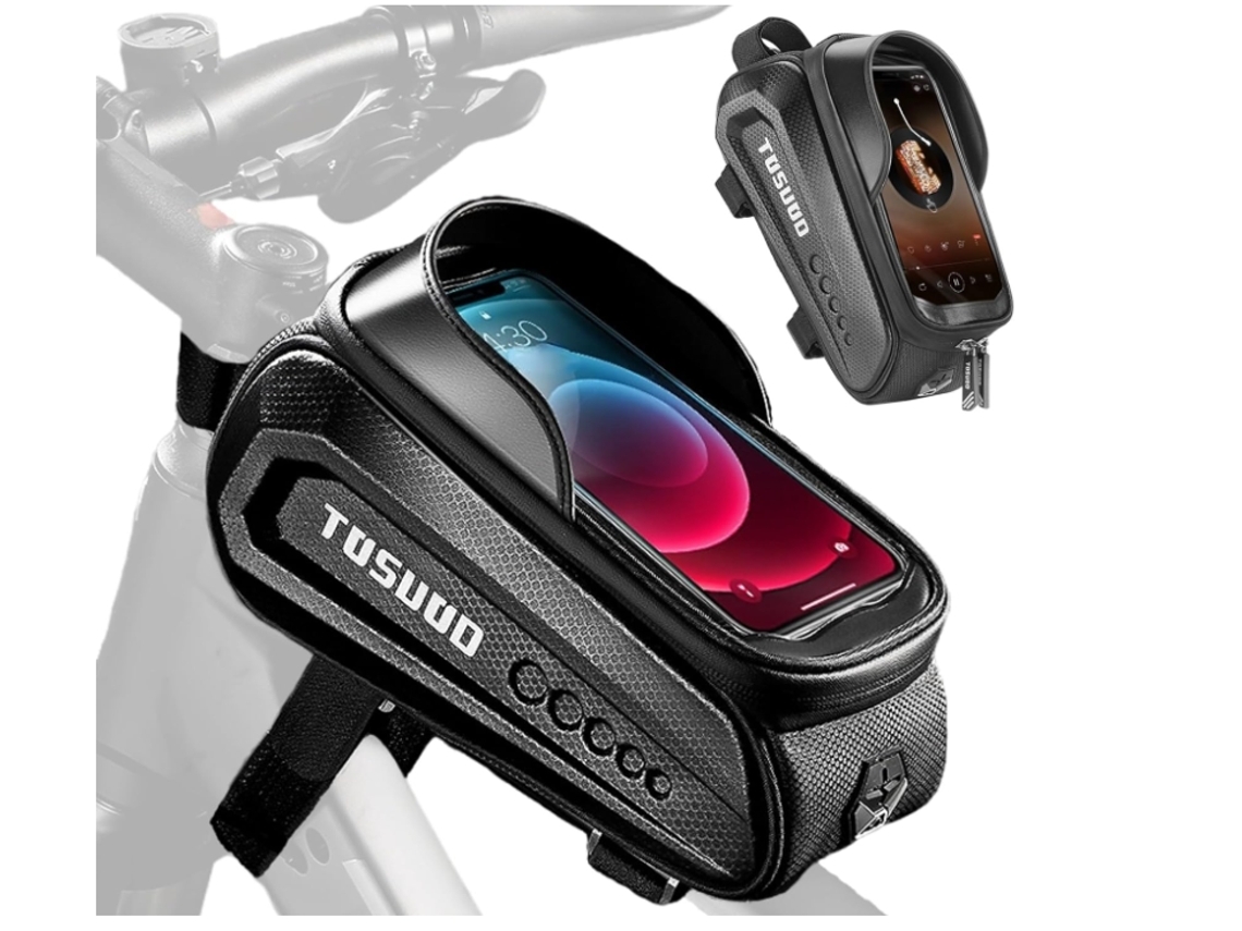 Bolsa impermeable para teléfono móvil de bicicleta con carcasa rígida de EVA CB325, color negro Gusshious