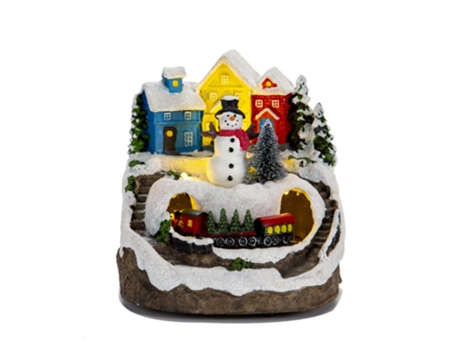 Adorno creativo Música eléctrica Casa brillante Casa de nieve Regalo de Navidad Artesanía de resina, muñeco de nieve