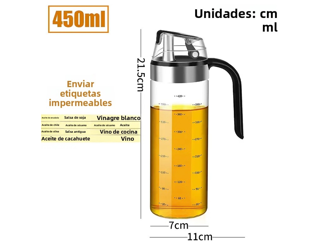(450ml) Botella Para Condimentos De Cocina, Botella Para Salsa, Botella De Vidrio, Adecuada Para Almacenar Aceite, Vinagre Y Especias.