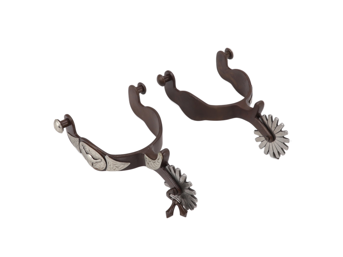 2 espuelas de vaquero retro con icono de jardín de vacas