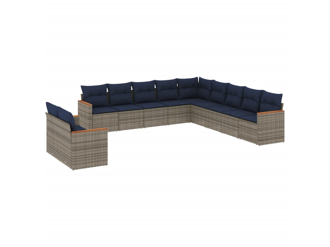 Maison Exclusive - Conjunto De Sofá De Jardín De 11 Piezas Con Cojines, Poliratán Gris