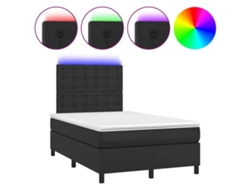 Maison Exclusive - Cama Box Spring Colchón Y Led Cuero Sintético Negro 120x200 Cm