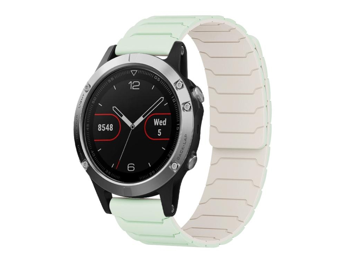 Bracelete Para Garmin Fenix 8 / 7 / 6 / 5 (22mm) - Silicone Magnético Verde Menta Starlight