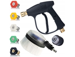 Kit de accesorios para hidrolavadora de alta presión: pistola de 300 bares | 5 boquillas de conexión rápida | Adaptador de boquilla | Cepillo rotatorio