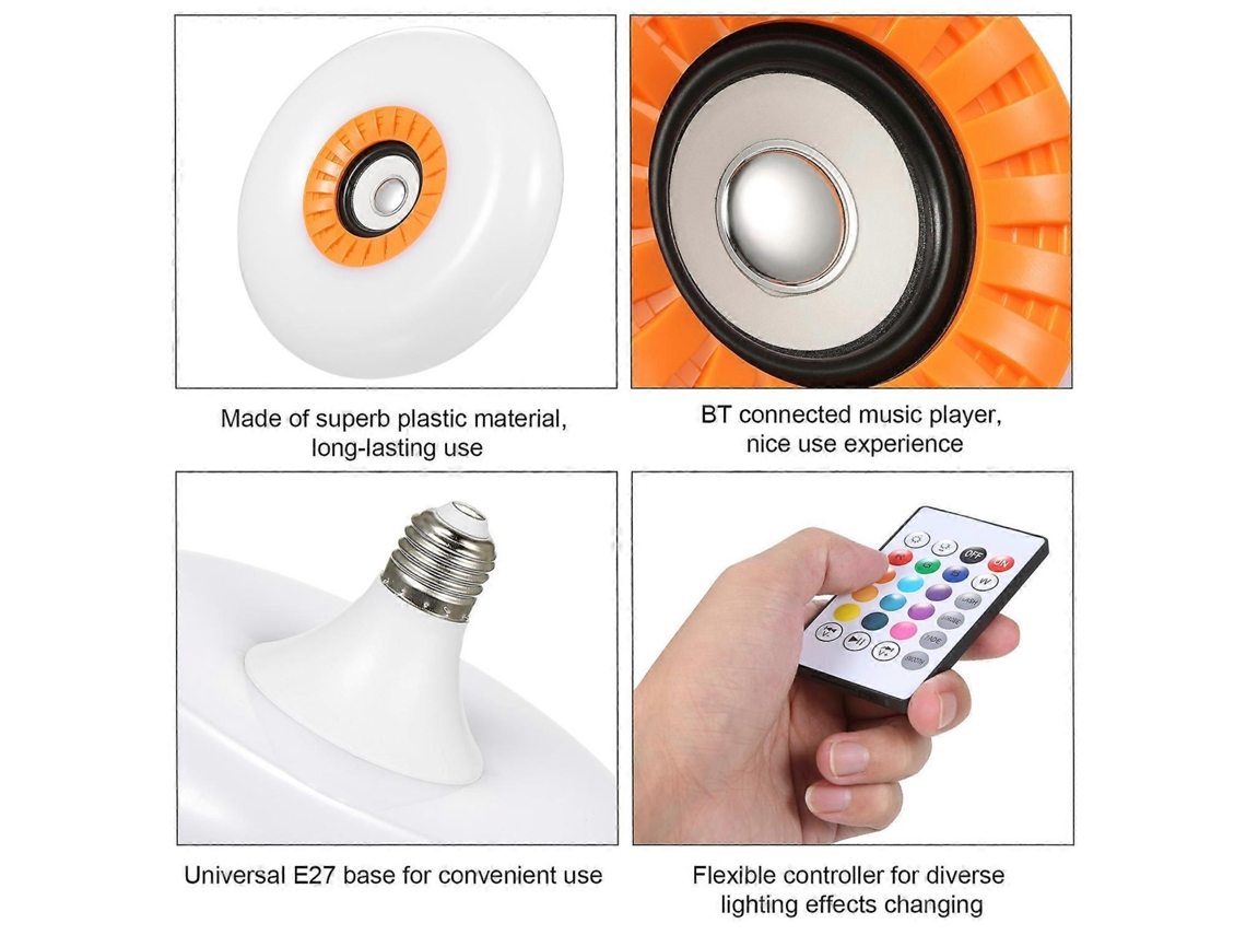 Luz LED inteligente Bluetooth de 48 W con controlador, altavoz Bluetooth, brillo ajustable y regulable. Chennnls