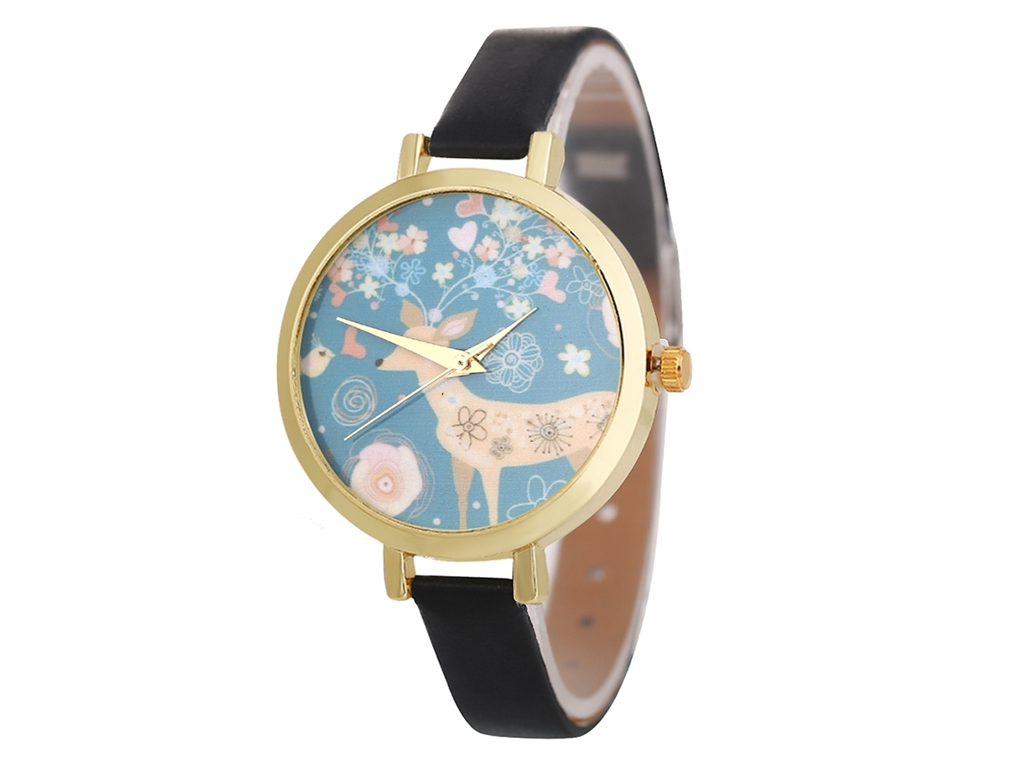 Reloj De Pulsera De Moda Para Mujer Con Correa De Pu Y Esfera Redonda, Movimiento De Cuarzo Analógico, Negro.