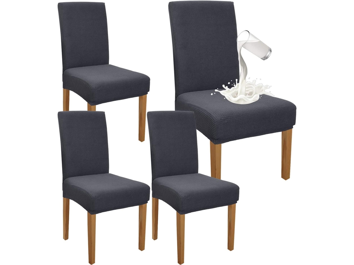 4 Cubiertas Gris Removibles Para Sillas Comedor Banquete Cocina Fiesta