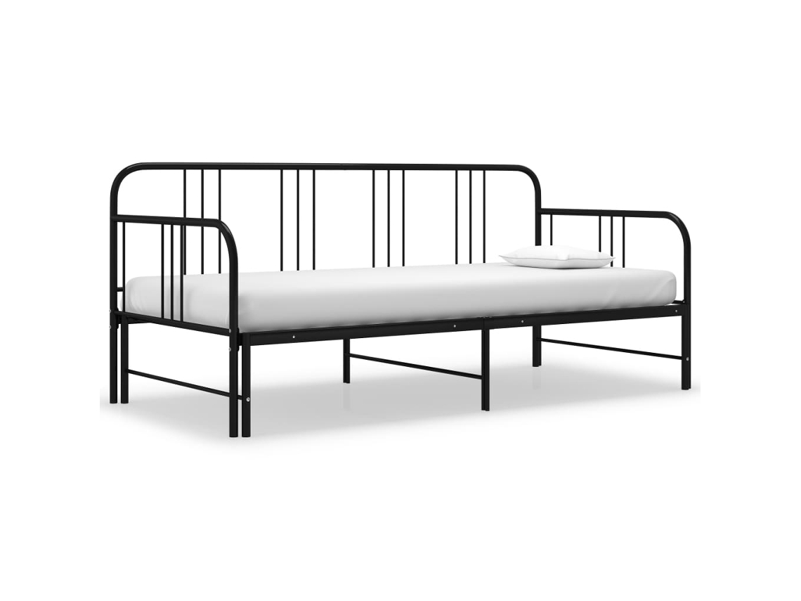 Estructura Sofá Cama Extraíble Sin Colchón Metal Negro 90x200cm