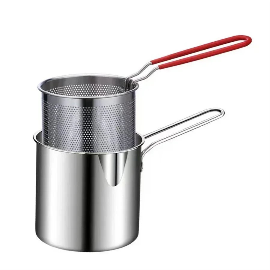 Tianfu Luoguo, Una Pequeña Cacerola Para Aceite De Uso Doméstico Con Colador Y Asa, Fabricada En Acero Inoxidable.