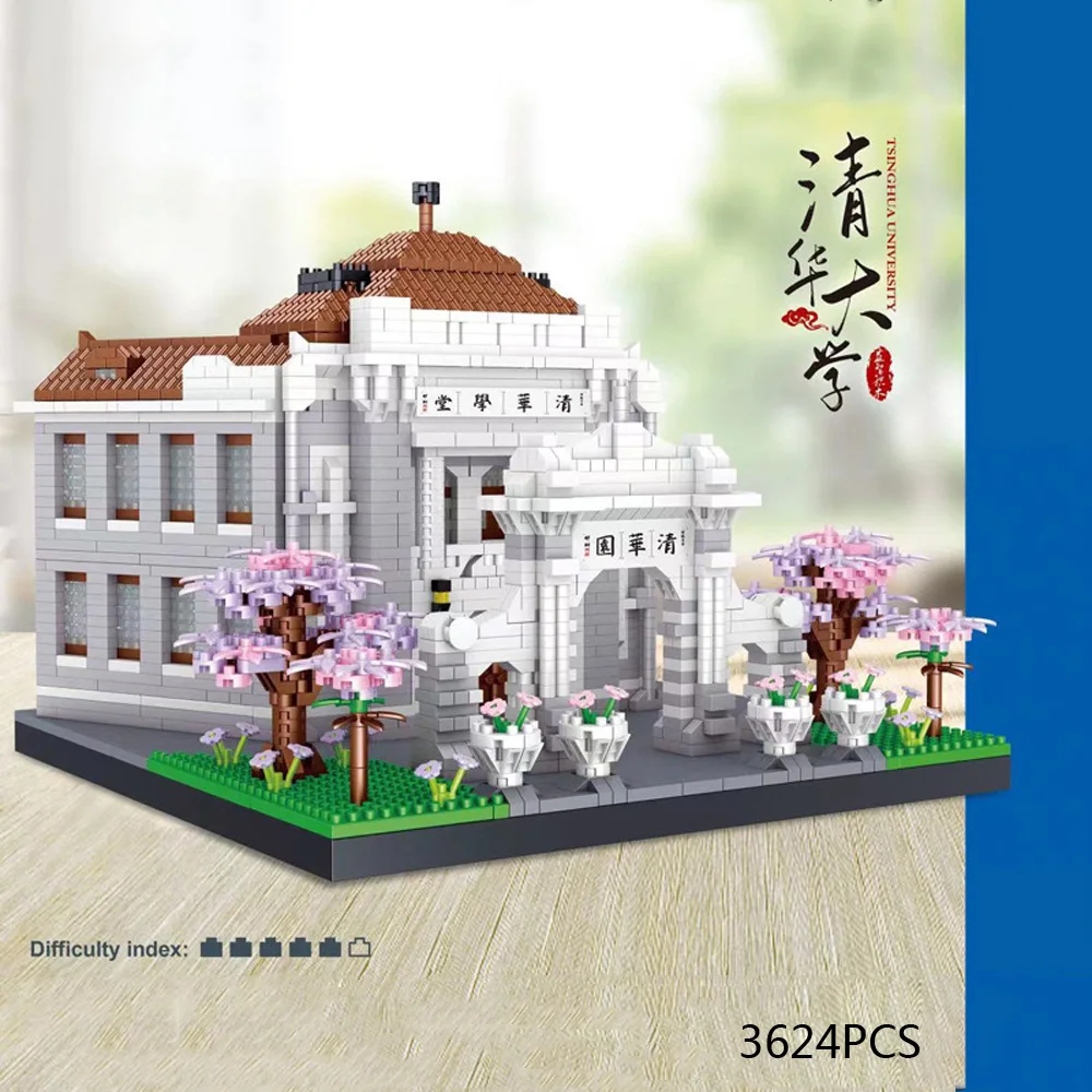 Edificios Famosos Del Mundo Nano Bloques De Construcción China Beijing Tsinghua Campus Mini Bloques De Construcción Juguetes