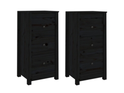 Lovely Home Aparador 2 Pzs 40X35X80 Cm Madera de Pino Maciza Negro