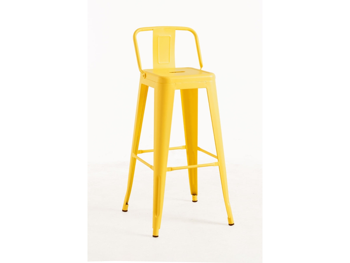 DUDECOR Taburete Leeds Con Respaldo Cuarzo Amarillo