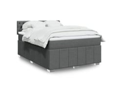Cama Box Spring Con Colchón Tela Gris Oscuro 140x190 Cm