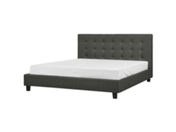 Cama con somier BELIANI Rochelle de Poliéster Gris 190x218x108